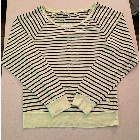 VS PINK Striped Long Sleeve Top Neon Yellow Green - Juniors XS - Picture 2 of 8